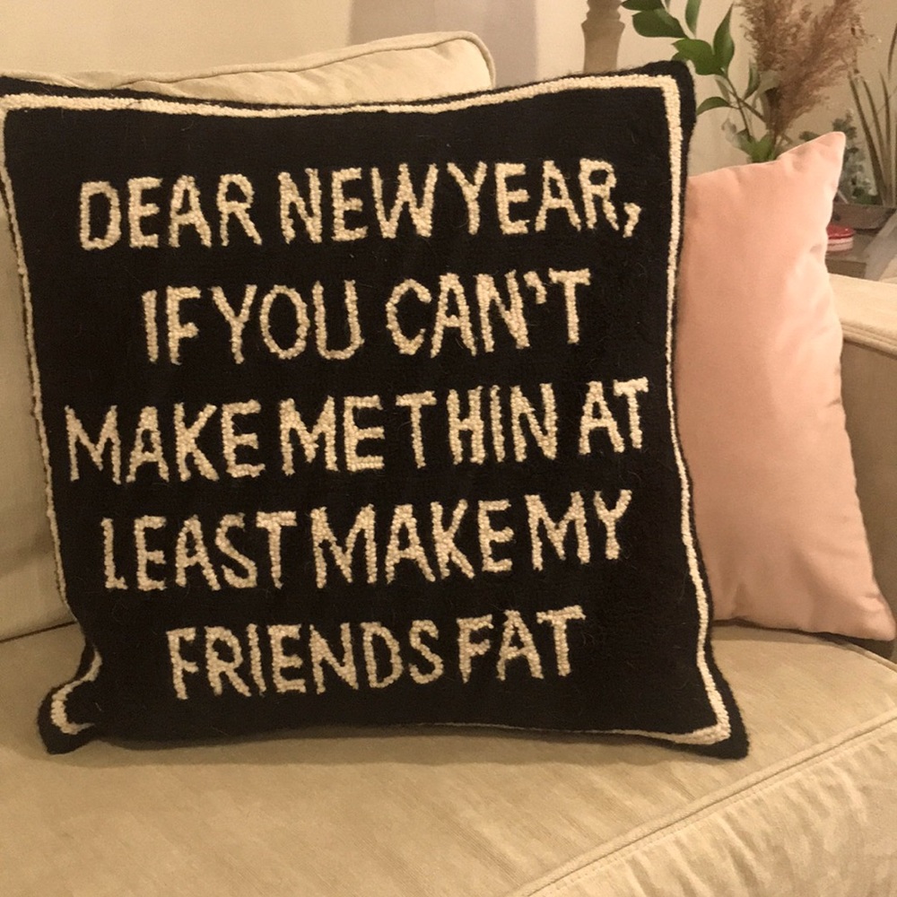 NWOT Needlepoint Quote Accent Pillow